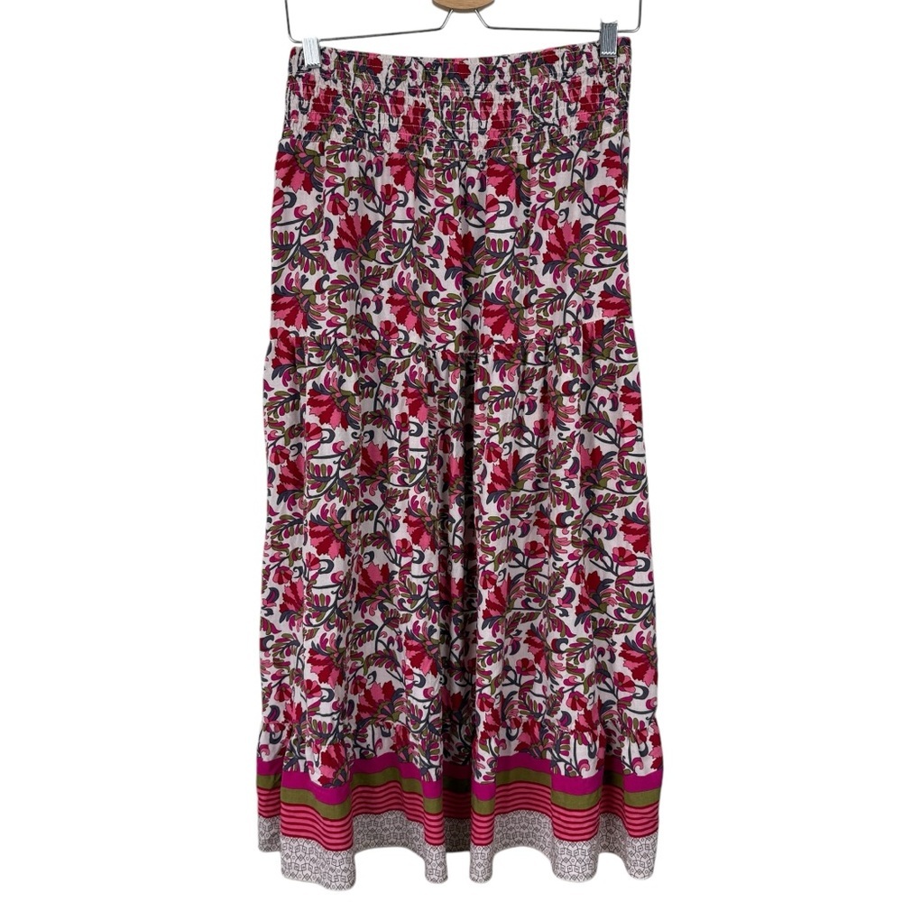 BTFBM Women's Floral Print Ruffle Split Midi Skirt - Bohemian Style - Size M - Picture 6 of 8